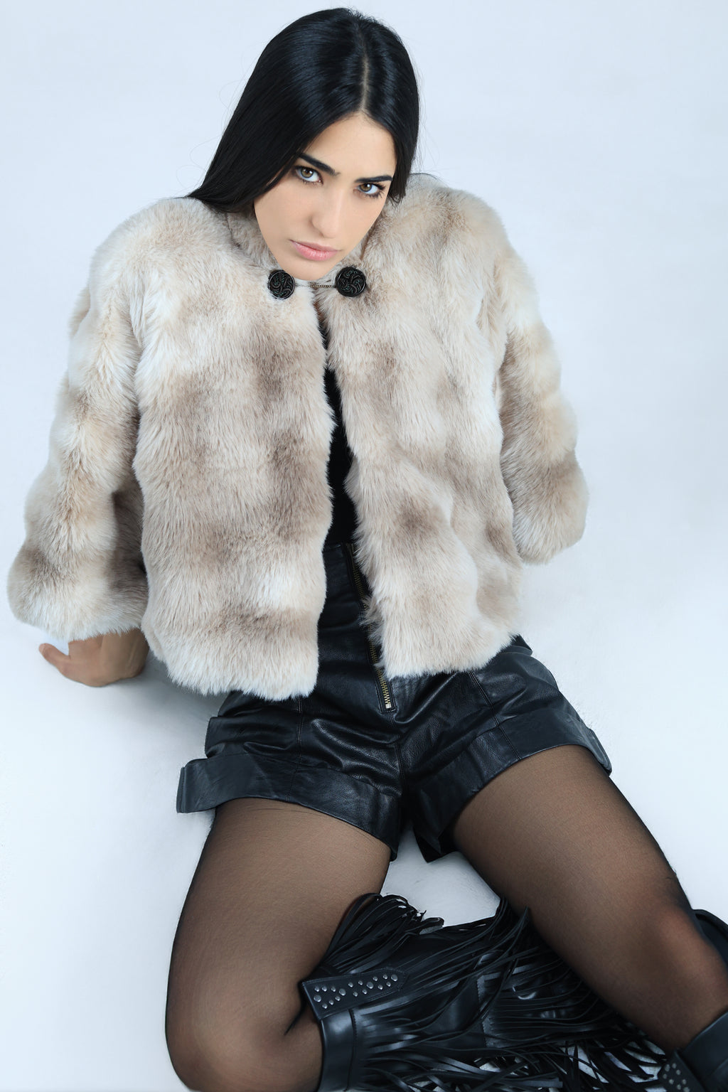 PUNCHO BEIGE EN FAUSSE FOURRURE