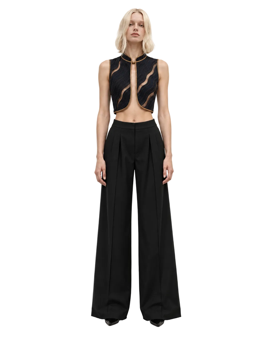 SIA — Gold-Bound Sleeveless Top
