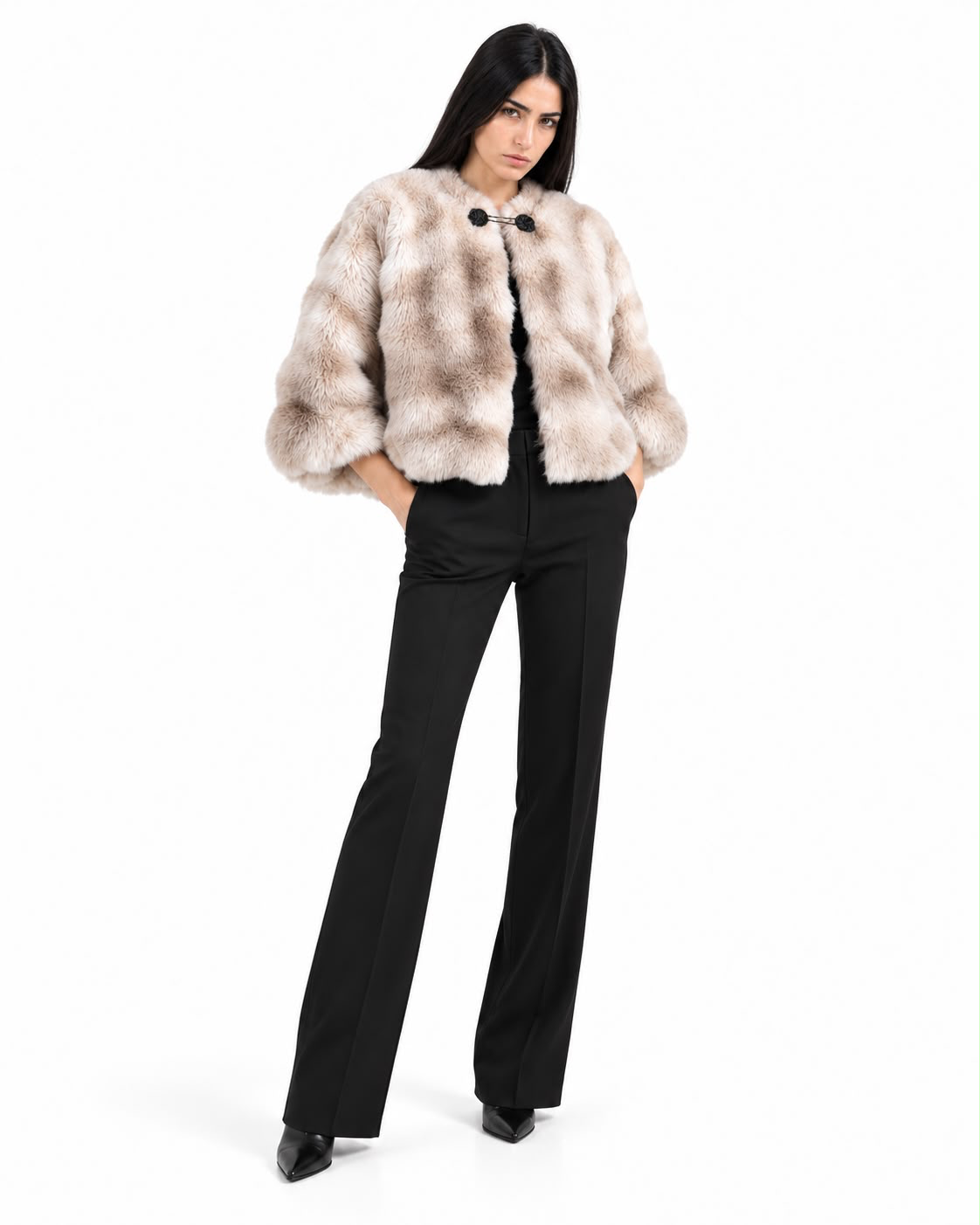 Poncho en fausse fourrure
