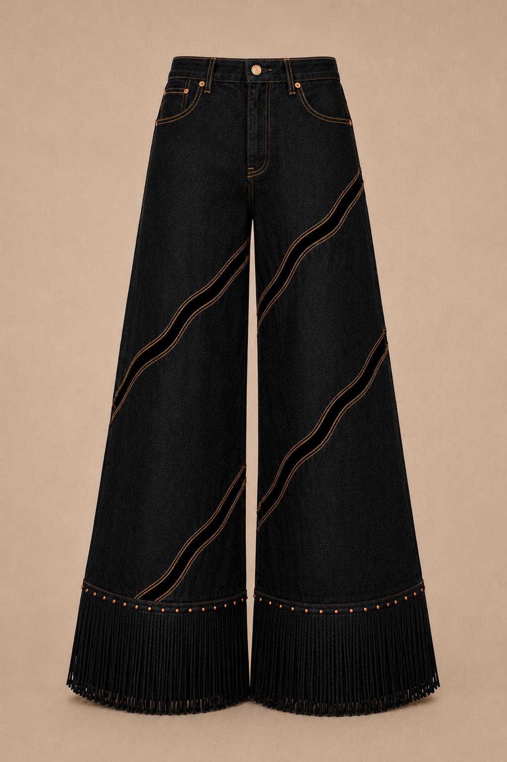 MAAT — dark navy denim work with curved seams. MONSEI Chapter 01 KHEPR.